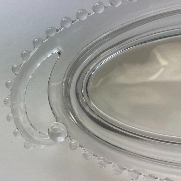 Imperial Candlewick 13.25 x 6" Oval Celery/Relish/Pickle Tray Dish Beaded Glass - Picture 4 of 7